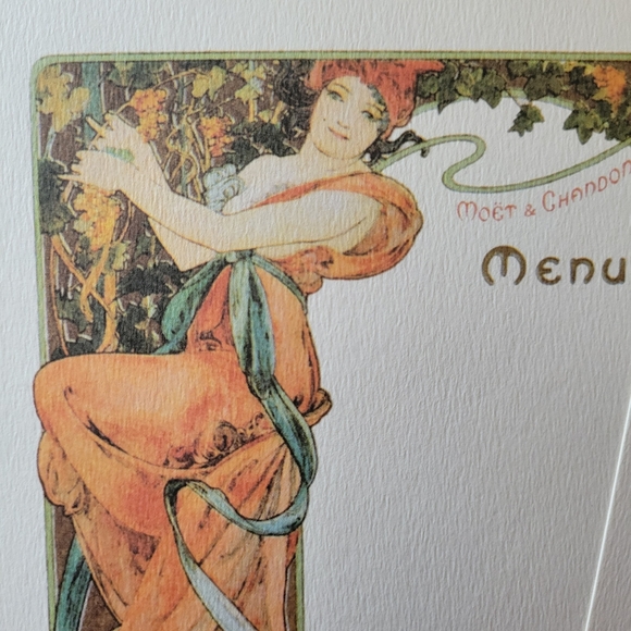 Art Nouveau Alphonse Mucha Menu Cards Set (4) ~ Elegant ~ Moët & Chandon Ad - Picture 14 of 16